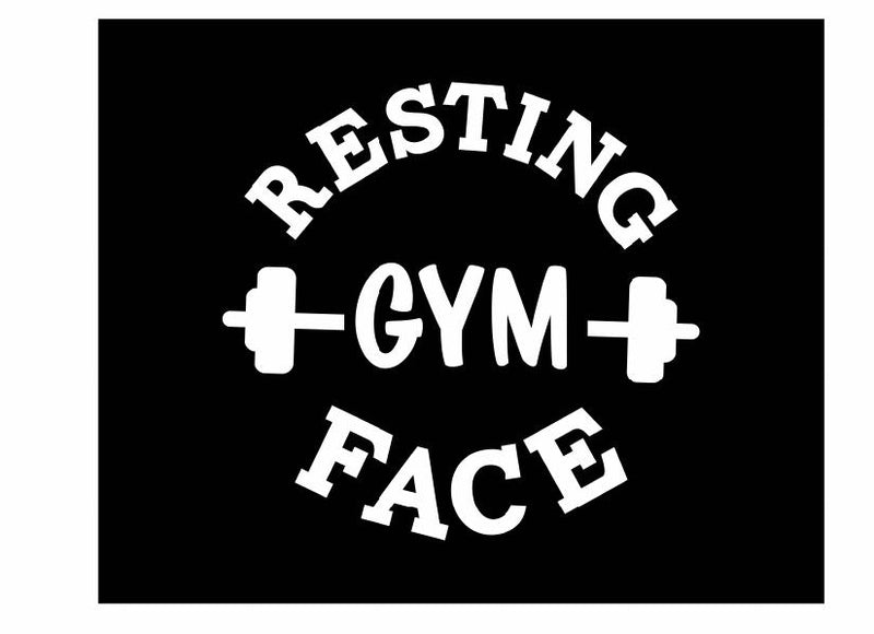 Resting Gym Face Vinyl Decal | White | Made in USA by Foxtail Decals | for Car Windows, Tablets, Laptops, Water Bottles, etc. | 4.5 x 4.3 inch