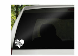 Rose Heart Vinyl Decal | White | Made in USA by Foxtail Decals | for Car Windows, Tablets, Laptops, Water Bottles, etc. | 4.75 x 4.5 inch