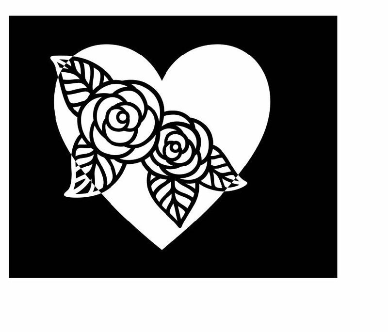 Rose Heart Vinyl Decal | White | Made in USA by Foxtail Decals | for Car Windows, Tablets, Laptops, Water Bottles, etc. | 4.75 x 4.5 inch