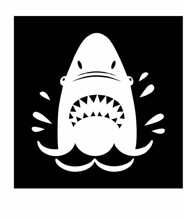 Shark Attack Vinyl Decal | White | Made in USA by Foxtail Decals | for Car Windows, Tablets, Laptops, Water Bottles, etc. | 4.3 x 4.5 inch