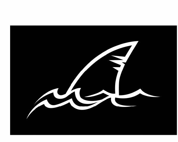 Shark Fin Vinyl Decal | White | Made in USA by Foxtail Decals | for Car Windows, Tablets, Laptops, Water Bottles, etc. | 4.5 x 2.6 inch