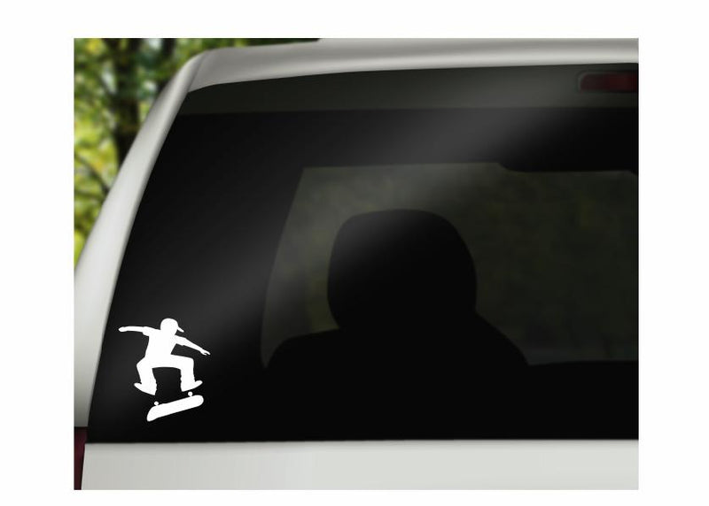 Skateboarder Vinyl Decal | White | Made in USA by Foxtail Decals | for Car Windows, Tablets, Laptops, Water Bottles, etc. | 4.0 x 4.5 inch…