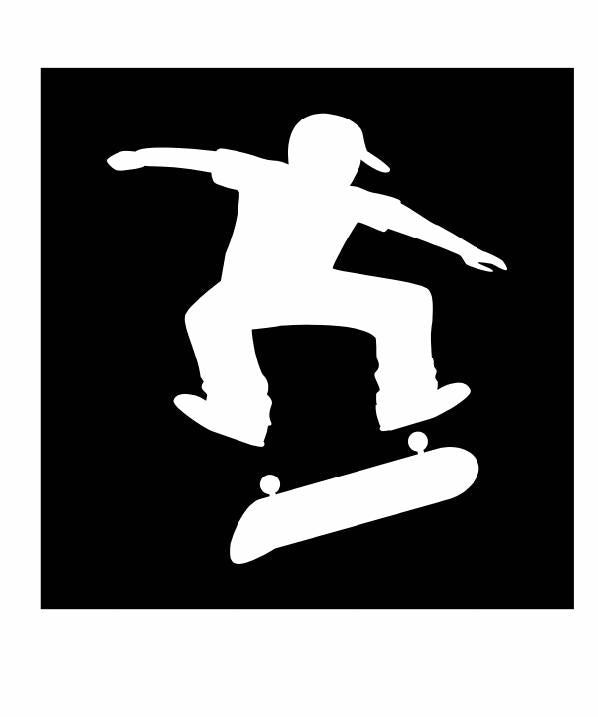 Skateboarder Vinyl Decal | White | Made in USA by Foxtail Decals | for Car Windows, Tablets, Laptops, Water Bottles, etc. | 4.0 x 4.5 inch…