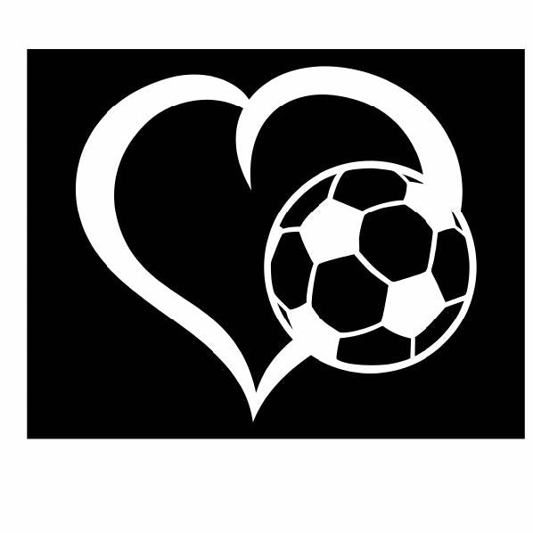 Soccer Ball Heart Vinyl Decal | White | Made in USA by Foxtail Decals | for Car Windows, Tablets, Laptops, Water Bottles, etc. |4.5 x 4.0 inch