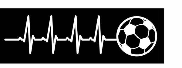 Soccer Pulse Vinyl Decal | White | Made in USA by Foxtail Decals | for Car Windows, Tablets, Laptops, Water Bottles, etc. |8.0 x 2.25 inch