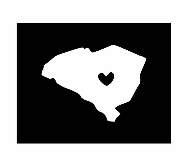 South Carolina with Heart Vinyl Decal | White | Made in USA by Foxtail Decals | for Car Windows, Tablets, Laptops, Water Bottles, etc. | 4.5 x 3.3 inch…