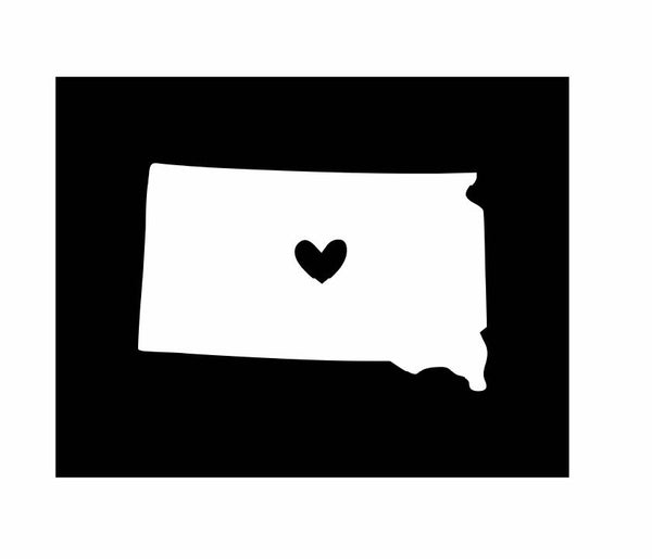 South Dakota with Heart Vinyl Decal | White | Made in USA by Foxtail Decals | for Car Windows, Tablets, Laptops, Water Bottles, etc. | 4.5 x 3.0 inch…