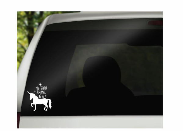 Spirit Animal Unicorn Vinyl Decal | White | Made in USA by Foxtail Decals | for Car Windows, Tablets, Laptops, Water Bottles, etc. | 4.1 x 4.75 inch…