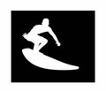 Surfer Dude Vinyl Decal | White | Made in USA by Foxtail Decals | for Car Windows, Tablets, Laptops, Water Bottles, etc. | 4.5 x 4.1inch