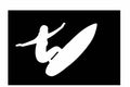 Surfing Girl Vinyl Decal | White | Made in USA by Foxtail Decals | for Car Windows, Tablets, Laptops, Water Bottles, etc. | 4.5 x 4.1 inch