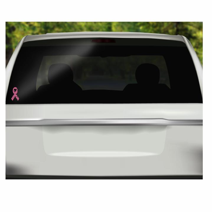 Survivor Breast Cancer Ribbon Vinyl Decal | Pink | Made in USA by Foxtail Decals | for Car Windows, Tablets, Laptops, Water Bottles, etc. | 2.6 x 4.5 inch