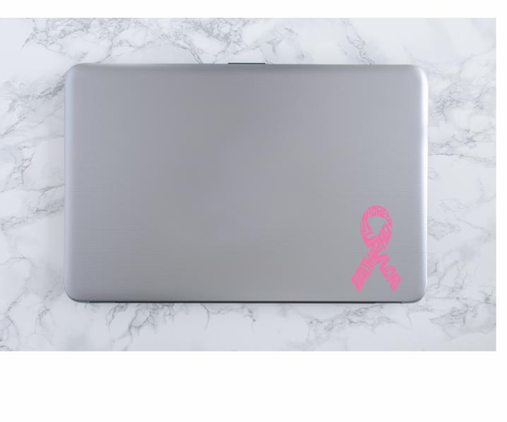 Survivor Breast Cancer Ribbon Vinyl Decal | Pink | Made in USA by Foxtail Decals | for Car Windows, Tablets, Laptops, Water Bottles, etc. | 2.6 x 4.5 inch