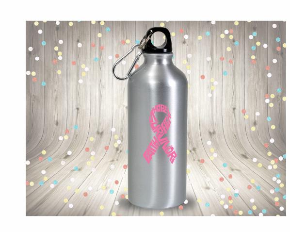 Survivor Breast Cancer Ribbon Vinyl Decal | Pink | Made in USA by Foxtail Decals | for Car Windows, Tablets, Laptops, Water Bottles, etc. | 2.6 x 4.5 inch