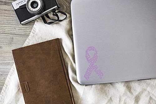 Survivor Testicular Cancer Ribbon Vinyl Decal | Lavender | Made in USA by Foxtail Decals | for Car Windows, Tablets, Laptops, Water Bottles, etc. | 2.6 x 4.5 inch