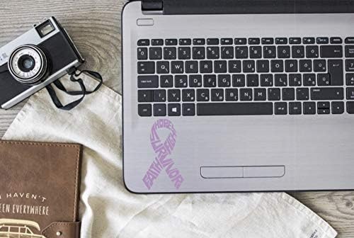 Survivor Testicular Cancer Ribbon Vinyl Decal | Lavender | Made in USA by Foxtail Decals | for Car Windows, Tablets, Laptops, Water Bottles, etc. | 2.6 x 4.5 inch