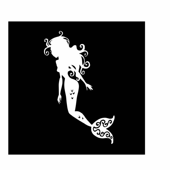 Swimming Mermaid Vinyl Decal | White | Made in USA by Foxtail Decals | for Car Windows, Tablets, Laptops, Water Bottles, etc. | 3.0 x 4.75 inch