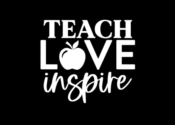 Teach Love Inspire Apple Decal | White | MADE IN USA by Foxtail Decals | For Car Windows, Tablets, Laptops, Water Bottles, etc. | 4.6 x 4.1 inch