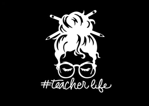 #TeacherLife Vinyl Decal | White | 4.5 x 4 inch