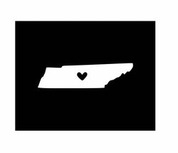 Tennessee with Heart Vinyl Decal | White | Made in USA by Foxtail Decals | for Car Windows, Tablets, Laptops, Water Bottles, etc. | 4.5 x 1.2 inch