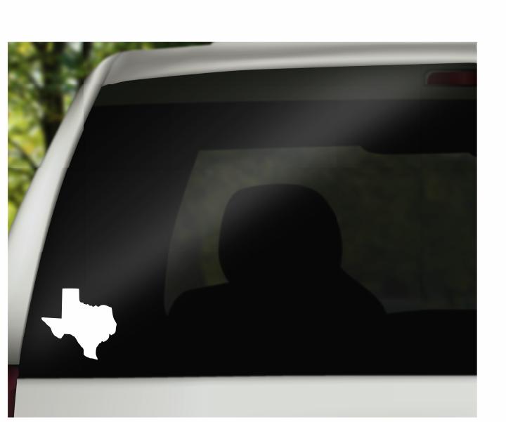 Texas Vinyl Decal | White | Made in USA by Foxtail Decals | for Car Windows, Tablets, Laptops, Water Bottles, etc. | 4.5 x 4.2 inch