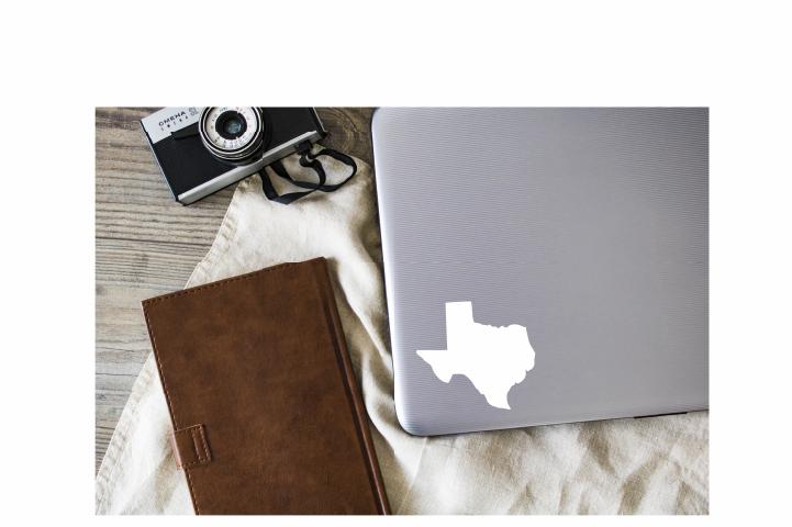 Texas Vinyl Decal | White | Made in USA by Foxtail Decals | for Car Windows, Tablets, Laptops, Water Bottles, etc. | 4.5 x 4.2 inch