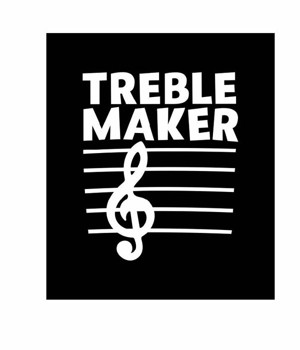 Treble Maker Vinyl Decal | White | Made in USA by Foxtail Decals | for Car Windows, Tablets, Laptops, Water Bottles, etc. | 3.6 x 4.5 inch