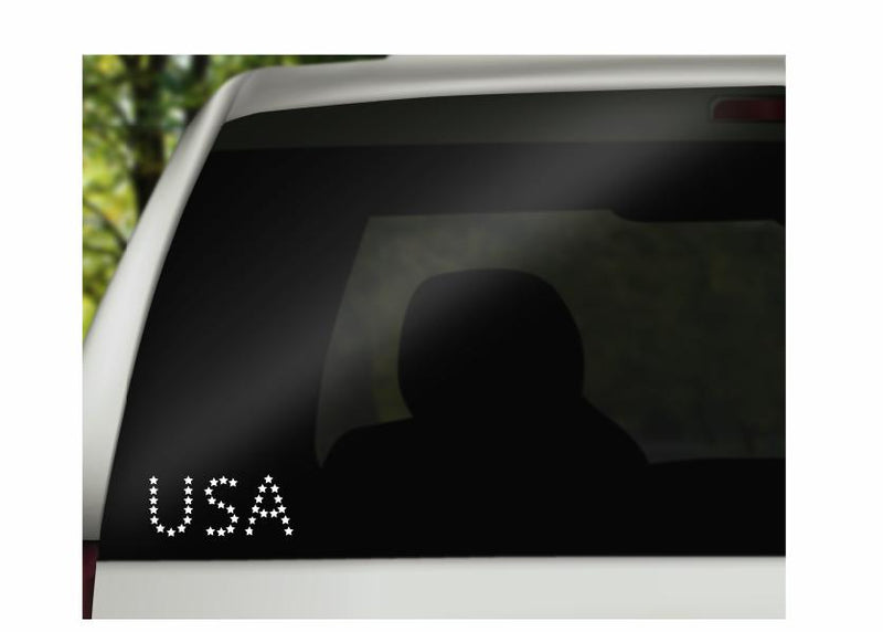 USA Stars Vinyl Decal | White | Made in USA by Foxtail Decals | for Car Windows, Tablets, Laptops, Water Bottles, etc. | 5.5 x 2.4 inch