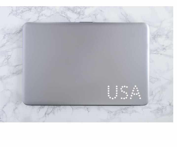 USA Stars Vinyl Decal | White | Made in USA by Foxtail Decals | for Car Windows, Tablets, Laptops, Water Bottles, etc. | 5.5 x 2.4 inch