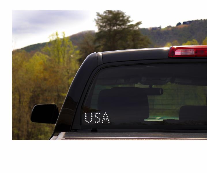 USA Stars Vinyl Decal | White | Made in USA by Foxtail Decals | for Car Windows, Tablets, Laptops, Water Bottles, etc. | 5.5 x 2.4 inch