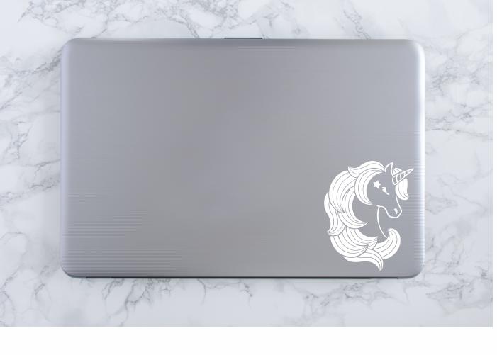 Unicorn Star Vinyl Decal | White | Made in USA by Foxtail Decals | for Car Windows, Tablets, Laptops, Water Bottles, etc. | 3.7 x 4.5 inch