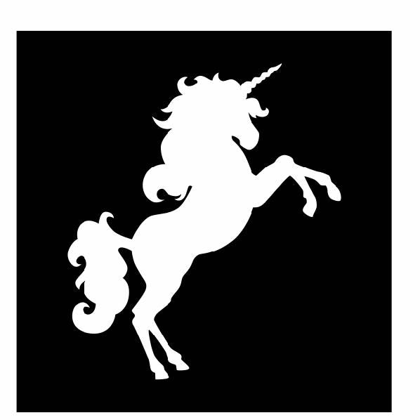 Unicorn Vinyl Decal |White | Made in USA by Foxtail Decals | for Car Windows, Tablets, Laptops, Water Bottles, etc. | 3.9 x 4.5 inch