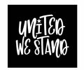 United We Stand Vinyl Decal | White | Made in USA by Foxtail Decals | for Car Windows, Tablets, Laptops, Water Bottles, etc. | 4.5 x 3.7 inch