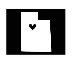 Utah with Heart Vinyl Decal | White | Made in USA by Foxtail Decals | for Car Windows, Tablets, Laptops, Water Bottles, etc. | 3.4 x 4.5 inch