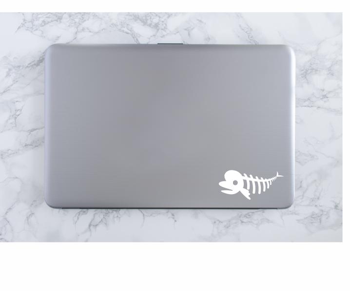 Whale Skeleton Vinyl Decal | White | Made in USA by Foxtail Decals | for Car Windows, Tablets, Laptops, Water Bottles, etc. | 4.5 x 2.1 inch