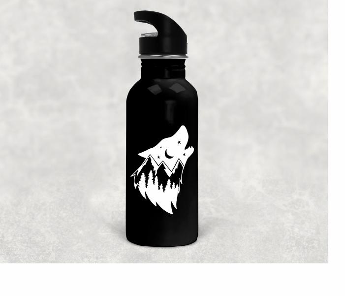 Wolf Mountain Vinyl Decal | White | Made in USA by Foxtail Decals | for Car Windows, Tablets, Laptops, Water Bottles, etc. | 3.375 x 4.75 inch