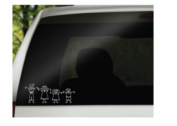 Zombie Family Boy & Girl Decal | White | Made in USA by Foxtail Decals | for Car Windows, Tablets, Laptops, Water Bottles, etc. | 8.5 x 3.25 inch