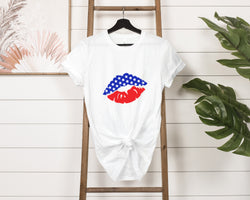 American Lips Short Sleeve Tee - Soft & Comfortable - Patriotic Clothing - Made in the USA