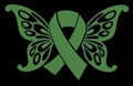 Green gallbladder and bile duct cancer awareness ribbon vinyl decal with butterfly wings