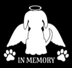 In Memory Dog Vinyl Decal | White | Made in USA by Foxtail Decals | for Car Windows, Tablets, Laptops, Water Bottles, etc. | 4.75 x 4.2 inch