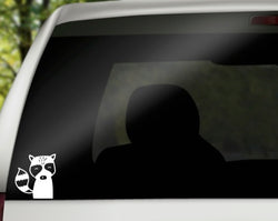 Racoon Headshot Vinyl Decal | White | Made in USA by Foxtail Decals | for Car Windows, Tablets, Laptops, Water Bottles, etc. | 4.1 x 4.5 inch