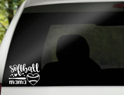 Softball Mama Vinyl Decal | White | Made in USA by Foxtail Decals | for Car Windows, Tablets, Laptops, Water Bottles, etc. | 4.75 x 3.4 inch…