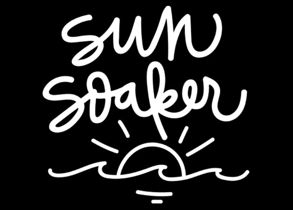 Sun Soaker Vinyl Decal | White | MADE IN USA by Foxtail Decals | For Car Windows, Tablets, Laptops, Water Bottles, etc. | 4.5 x 4.0 inch