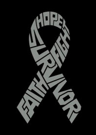 Survivor Brain Cancer Ribbon Vinyl Decal | Gray | Made in USA by Foxtail Decals | for Car Windows, Tablets, Laptops, Water Bottles, etc. | 2.6 x 4.5 inch