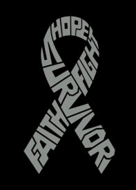 Survivor Brain Cancer Ribbon Vinyl Decal | Gray | Made in USA by Foxtail Decals | for Car Windows, Tablets, Laptops, Water Bottles, etc. | 2.6 x 4.5 inch