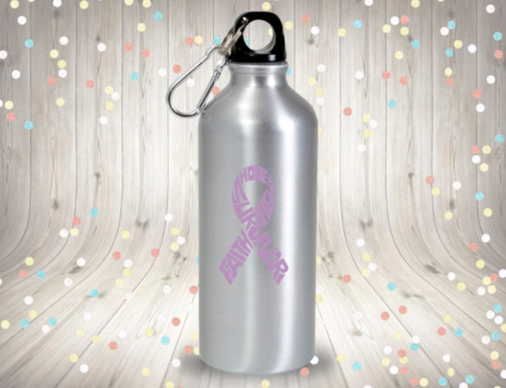 Survivor Cancer Ribbon Vinyl Decal | Lavender | Made in USA by Foxtail Decals | for Car Windows, Tablets, Laptops, Water Bottles, etc. | 2.6 x 4.5 inch