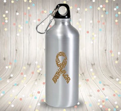 Survivor Childhood Cancer Ribbon Vinyl Decal | Gold | Made in USA by Foxtail Decals | for Car Windows, Tablets, Laptops, Water Bottles, etc. | 2.6 x 4.5 inch