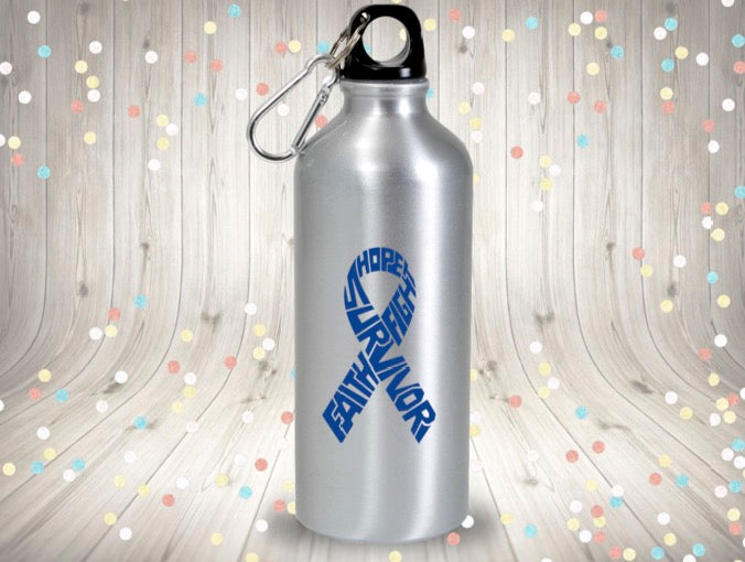 Survivor Colorectal Cancer Ribbon Decal |Blue | Made in USA by Foxtail Decals | for Car Windows, Tablets, Laptops, Water Bottles, etc. | 2.6 x 4.5 inch