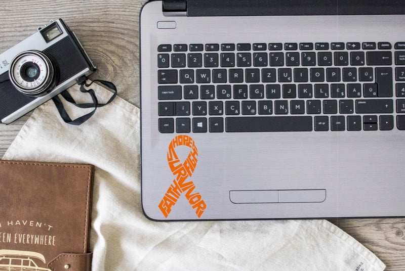 Survivor Kidney Cancer Ribbon Decal |Orange | Made in USA by Foxtail Decals | for Car Windows, Tablets, Laptops, Water Bottles, etc. | 2.6 x 4.5 inch