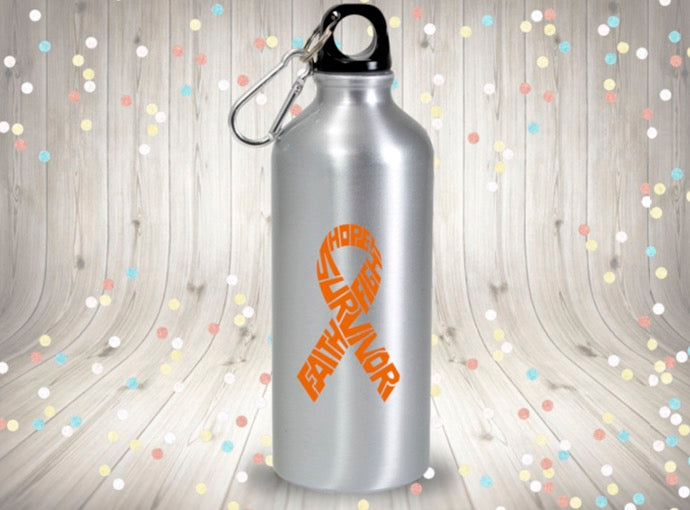 Survivor Leukemia Cancer Ribbon Vinyl Decal | Orange | Made in USA by Foxtail Decals | for Car Windows, Tablets, Laptops, Water Bottles, etc. | 2.6 x 4.5 inch