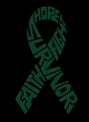 Survivor Liver Cancer Vinyl Decal | Dark Green | Made in USA by Foxtail Decals | for Car Windows, Tablets, Laptops, Water Bottles, etc. | 2.6 x 4.5 inch